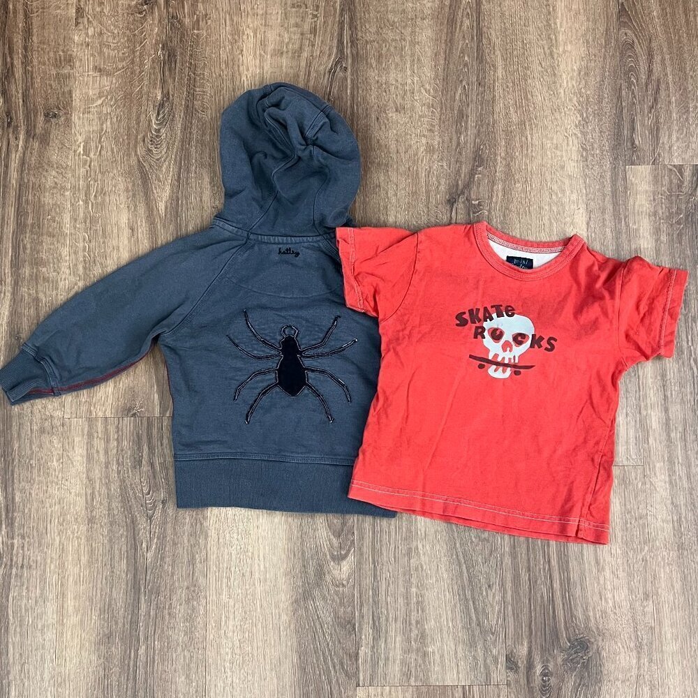 Mini Boden / Hatley Spider Hoodie Skater Skull Tee Bundle Sz 3
